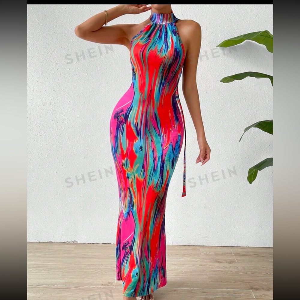 Color print maxi dress